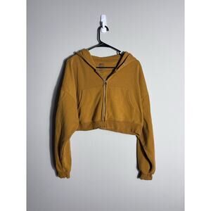 BDG Urban Outfitters Womens Cropped Hoodie Zip Front Dropped Long Sleeve Size S